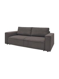 Sofa rozkładana ze sztruksu z miejscem do przechowywania Nihad (3-osobowa), Tapicerka: sztruks poliestrowy, Nogi: tworzywo sztuczne, Brązowy, S 245 x G 102 cm