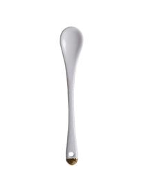 Set de cucharas artesanales Nippon, 6 uds., Porcelana, Blanco, dorado, L 13 cm