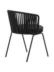 Silla con reposabrazos para exterior Saconca, Tapizado: 100% poliéster, Estructura: acero galvanizado, Tejido gris antracita, negro, An 59 x F 56 cm