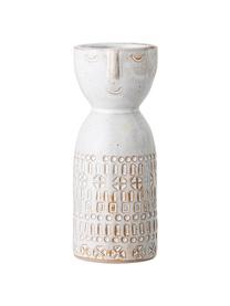 Kleine vaas Face van keramiek, Steengoed, Wit, beige, Ø 6 x H 15 cm