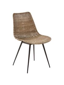 Sedia in rattan Equal, Seduta: rattan, Gambe: acciaio, Marrone, nero, Larg. 48 x Prof. 58 cm