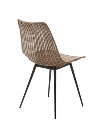 Ratanová židle s kovovými nohami Equal, Hnědá, černá, Š 48 cm, H 58 cm