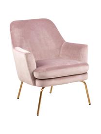 Fluwelen fauteuil Chisa in roze, Bekleding: polyester fluweel, Poten: gelakt metaal, Fluweel roze, B 68 x D 73 cm