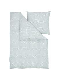 Vzorovaná bavlnená posteľná bielizeň Arcs, Zelená, biela, 200 x 200 cm + 2 vankúše 80 x 80 cm