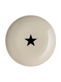 Speiseteller Star mit schwarzem Stern, Steingut, Beige, Schwarz, Ø 25 cm