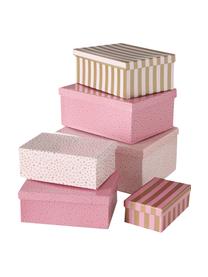 Set de cajas regalo Marit, 6 pzas., Papel, Tonos rosas, dorado, Set de diferentes tamaños