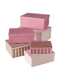 Komplet pudełek prezentowych Marit, 6 elem., Papier, Odcienie różowego, odcienie złotego, Komplet z różnymi rozmiarami