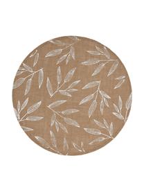 Jute-Tischset Pep mit Blattmotiven, 2 Stück, Jute, Beige, Weiss, 40 x 40 cm