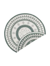 Okrągły dwustronny dywan wewnętrzny/zewnętrzny Jamaica, Zielony, kremowy, Ø 140 cm (Rozmiar M)