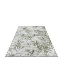 In- & outdoor vloerkleed Lagosi met palmmotief in crèmewit/groen, 100% polypropyleen, Crèmewit, groen, B 80 x L 150 cm (maat XS)