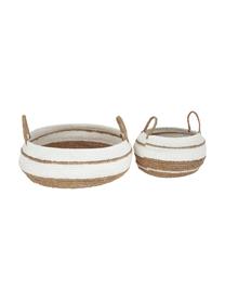 Set de cestas Ibiza, 2 pzas., Cuerda de rafia, Marrón, blanco, Set de diferentes tamaños