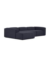 Modulares Ecksofa Lennon, Bezug: 100 % Polyester Der strap, Gestell: Massives Kiefernholz FSC-, Füße: Kunststoff, Webstoff Dunkelblau, B 327 x T 180 cm, Eckteil links