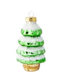 Kerstboomhangers Glitter van glas, set van 20, Glas, Rood, wit, groen, goudkleurig, Set met verschillende formaten