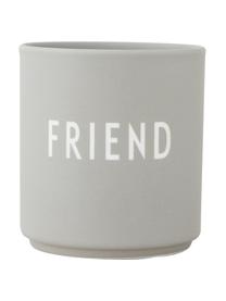 Designový pohárek s nápisem Favourite FRIEND, Světle šedá, bílá