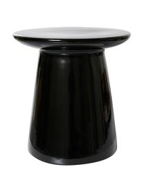 Table d'appoint ronde surface brillante Earthenware, Grès cérame, Noir, Ø 40 x haut. 43 cm