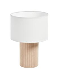 Manšestrová stolní lampa Bianella, Krémově bílá, béžová, Ø 20 cm x V 29 cm
