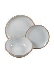 Vajilla Bistrotl, 6 comensales (18 pzas.), Cerámica de gres, Tonos verdes, beige y azules, Set de diferentes tamaños