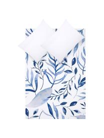 Biancheria da letto reversibile in percalle Francine, Tessuto: percalle, Bianco, blu, 200 x 200 cm + 2 federe 50 x 80 cm