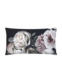 Baumwollsatin-Kissenbezug Blossom, Webart: Satin Fadendichte 210 TC,, Schwarz, B 45 x L 85 cm