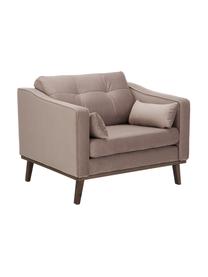 Klassieke fluwelen fauteuil Alva in taupe met beukenhouten poten, Bekleding: fluweel (hoogwaardig poly, Frame: massief grenenhout, Poten: massief gebeitst beukenho, Fluweel taupe, B 102 x D 92 cm