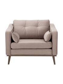 Klassieke fluwelen fauteuil Alva in taupe met beukenhouten poten, Bekleding: fluweel (hoogwaardig poly, Frame: massief grenenhout, Poten: massief gebeitst beukenho, Fluweel taupe, B 102 x D 92 cm