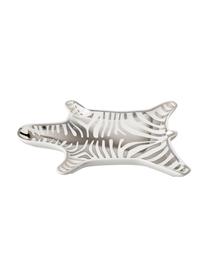 Design decoratieve schaal Zebra van porselein, Porseilein, Wit, zilverkleurig, B 15 x D 11 cm