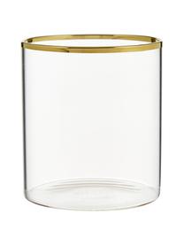 Wassergläser Boro aus Borosilikatglas mit goldfarbenem Rand, 6 Stück , Borosilikatglas, Transparent, Goldfarben, Ø 8 x H 9 cm