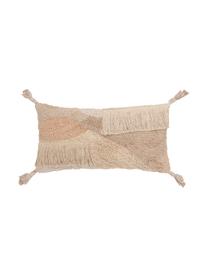 Kussenhoes Malva met structuur-oppervlak en kwastjes, 100% katoen, Beigetinten, 30 x 60 cm