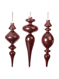 XL kerstboomhangersset Irregular, 3-delig, Donkerrood, Ø 6 x H 26 cm