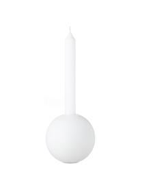 Ręcznie wykonany świecznik Ball, Drewno naturalne, Biały, matowy, Ø 10 x W 9 cm