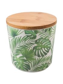 Set scatole Tropical 2 pz, Coperchio: legno di bambù, materiale, Verde, bianco, Ø 11 cm x Alt. 11 cm