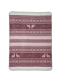 Plaid Lodge, 65% Baumwolle, 35% Polyacryl, Pink, Weinrot, Beige, 150 x 200 cm