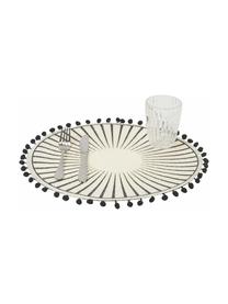 Set de table en jute Blackpon, 6 élém., Jute, Blanc, noir, Ø 38 cm