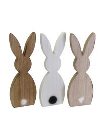 Lapin de Pâques décoratif Abelia de bois, 3 élém., Brun clair blanc, noir