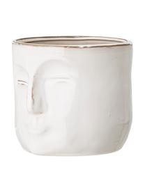 Cache-pot grès cérame Huma, Grès cérame, Blanc, beige, larg. 18 x haut. 16 cm