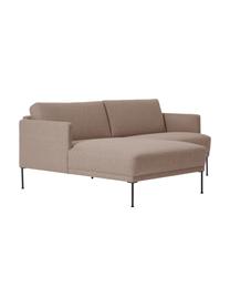 Kleine hoekbank Fluente, Bekleding: 100% polyester De duurzam, Frame: massief grenenhout, FSC-g, Poten: metaal, gepoedercoat, Geweven stof taupe, B 198 x D 152 cm, hoekdeel links