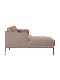 Kleine hoekbank Fluente, Bekleding: 100% polyester De duurzam, Frame: massief grenenhout, FSC-g, Poten: metaal, gepoedercoat, Geweven stof taupe, B 198 x D 152 cm, hoekdeel links