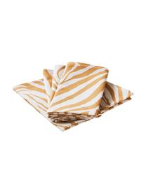 Bavlněný ubrousek se vzorem zebry Zadie, 4 ks, 100 % bavlna, Hořčičná žlutá, krémově bílá, Š 45 cm, D 45 cm