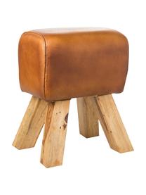 Tabouret vintage en cuir Tim, Brun clair, larg. 40 x haut. 47 cm