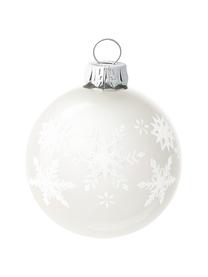 Boules de Noël soufflées bouche Snowflake Ø 8 cm, 6 élém., Verre, Tons bleus, blanc, argenté, Ø 8 x haut. 8 cm