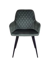 Sillas con reposabrazos en terciopelo Harbo, 2 uds., Tapizado: terciopelo de poliéster, Patas: metal recubierto, Terciopelo verde, An 57 x F 65 cm