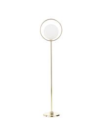 Lampada da terra in oro Saint, Paralume: vetro, Bianco ottonato, Larg. 30 x Alt. 140 cm