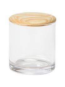 Opbergpot Agada, Pot: glas, Deksel: essenhout, Transparant, Ø 11 x H 12 cm