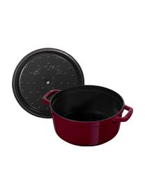 Ronde braadpan La Cocotte uit gietijzer, Geëmailleerd gietijzer, Wijnrood, zilverkleurig, Ø 24 x H 15 cm