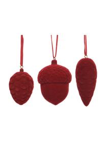 Décoration de sapin de Noël Rinbo (lot de 4), Bois, Rouge, larg. 5 x haut. 6 cm