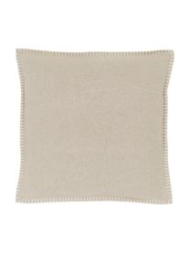 Zachte fleece kussenhoes Sylt met stiksels, 85% katoen, 15% polyacryl, Beige, 40 x 40 cm