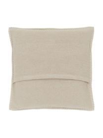 Zachte fleece kussenhoes Sylt met stiksels, 85% katoen, 15% polyacryl, Beige, 40 x 40 cm