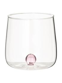 Mundgeblasene Design-Wassergläser Bilia, 6 Stück, Borosilikatglas, Transparent, Rosa, Ø 9 x H 9 cm