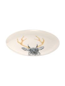 Assiette plate porcelaine faite main Safari Deer, Blanc