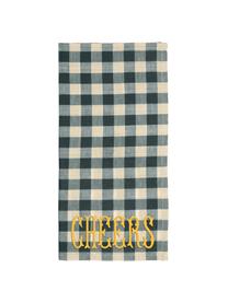 Strofinacci in cotone con motivo a quadri in verde/beige Cheers 2 pz, 84% cotone, 16% lino, Verde, beige, Larg. 45 x Lung. 45 cm